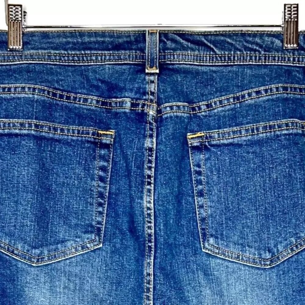 Old Navy Jean Skirt Denim Midi Stretch Flat Front Slit Y2K Western Indie Boho 16 - Picture 3 of 9